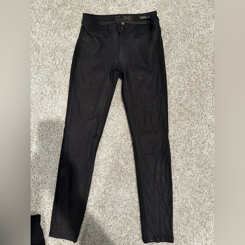 DL1961 Emma coated black alligator (front) jeans/leggings